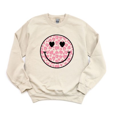 Simply Sage Market Women's Graphic Sweatshirt Leopard Heart Eyes Smiley