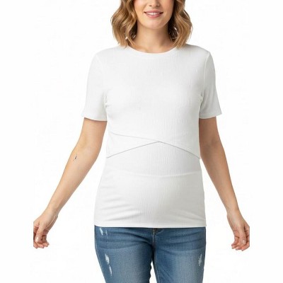 Women's Crew Neck Cross Over Nursing Short Sleeve Top | Motherhood Maternity