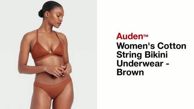 Women's Cotton String Bikini Underwear - Auden™ Brown, 2 of 6, play video