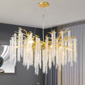 BAOURE 8 Light 23-in Crystal Tree Branches Chandeliers Gold Luxury  Pendant Light Fixture  for Dining Room Bedroom Living Room Entryway - 1 of 4