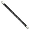 Black Bow Jewelry 12mm Stainless Steel & Black Leather Woven Dbl Link Bracelet, 8.5 Inch - 2 of 4