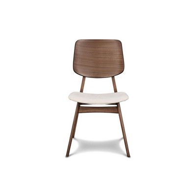 Oscar Walnut Solid Wood Upholstered Side Chair Set in Beige