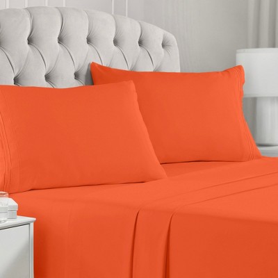 Mellanni Brushed Microfiber Pillowcase Set of 2, King, Poppy Orange