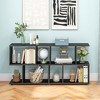 Costway 2 PCS 2-Tier Bookshelf Free Standing Wooden Display S-Shaped Shelf Storage Rack Black/Brown - 2 of 4