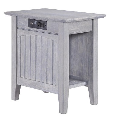 AFI Furnishings Nantucket Chair Side Table with Charging Station in Driftwood