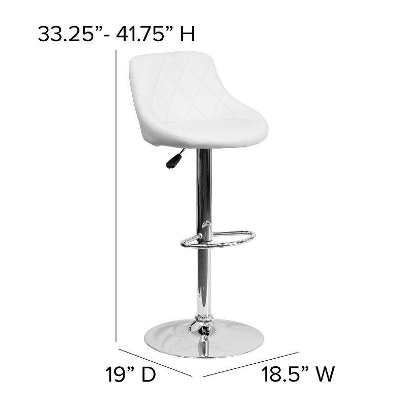 Flash Furniture Contemporary Vinyl Bucket Seat Adjustable Height Barstool with Diamond Pattern Back and Chrome Base, 4 of 11
