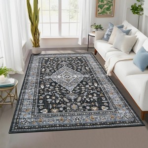 Area Rugs for Living Room Non Slip Non Sedding Machine Washable Rug Vintage Floral Medallion Low Pile Foldable Carpet for Bedroom Dining Room - 1 of 4