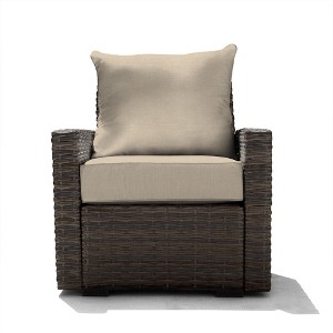 Honeycomb Outdoor Carmel Seat - Espresso Wicker Chair: Weather Resistant Modular Patio Lounge Furniture - 1 of 4