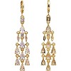 Vuskdtei18K Gold Plated Flower Dangle Earrings for Women, Hypoallergenic Cubic Zirconia Earrings, Elegant Chandelier Drop Earrings - 2 of 4