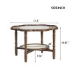 31.5" Mid-Century Petal Shape Coffee Table with White Crackle Glass Top & 2-Tier Rattan Shelf for Living Room-Baofuwish - 4 of 4