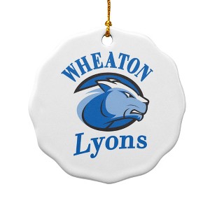 Wheaton College Primary Logo Porcelain Scalloped Holiday Christmas Tree Ornament  2.8" (7.1 cm) - 1 of 4