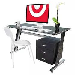 Glass Writing Desk with Drawers Black - Christopher Knight Home