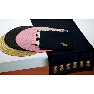 Black Round Vinyl Placemat Set of 6