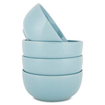 Elanze Designs Bistro Glossy Ceramic 6.5 inch Soup Bowls Set of 4, Ice Blue