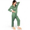 Anna-Kaci Lounge Women's Polka Dot Satin Pajama Set with Ruffled Cuffs and Piping Detail- Dark Olive,Small - 3 of 4