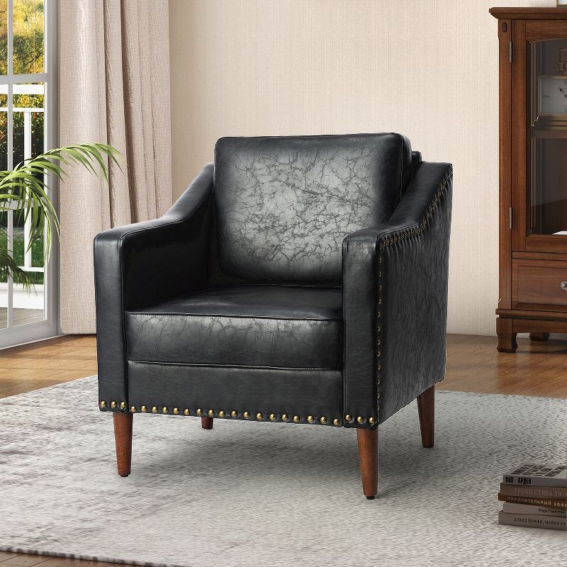 Bonita Transitional Vegan Leather Armchair with Removable Seat Cushion and  Nailhead Trims | ARTFUL LIVING DESIGN, 1 of 12