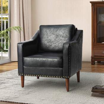 Bonita Transitional Vegan Leather Armchair with Removable Seat Cushion and  Nailhead Trims | ARTFUL LIVING DESIGN