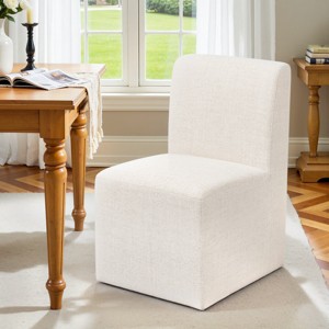 Subrtex Upholstered Dining Chairs with Casters, Modern Single Sofa Chair with Slient Wheels for living room, Arrived Assembed, Oatmeal - 1 of 4