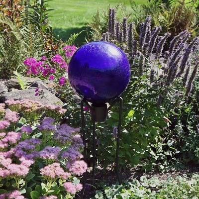 17" Blue Crackle Glass Gazing Globe