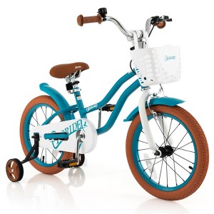 Costway 18'' Kids Bike Toddler Bicycle with Training Wheel Kickstand for 4-8 Years Old Purple/Pink/Turquoise/Blue/Beige/Green - 1 of 4