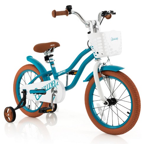 Costway 16 Kids Bike Toddler Adjustable Bicycle Withtraining Wheel For 4 8 Years Old Girl Turquoise Target