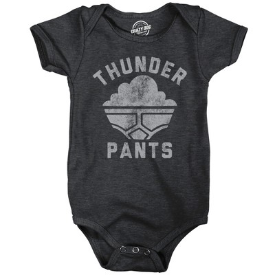 Thunder Pants Baby Bodysuit Funny Sarcastic Poop Graphic Novelty Jumper For Infants - Crazy Dog Baby Bodysuit Black 12 Months