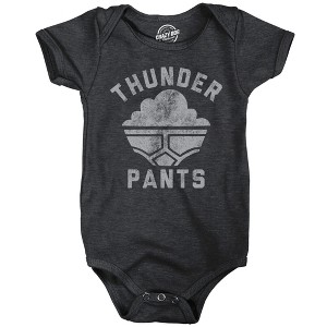 Thunder Pants Baby Bodysuit Funny Sarcastic Poop Graphic Novelty Jumper For Infants - Crazy Dog Baby Bodysuit Black 12 Months - 1 of 4