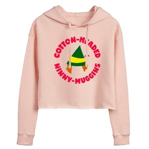 Women's - ELF - Christmas Family Set Ninny Muggins Cropped Graphic Hoodie - 1 of 3