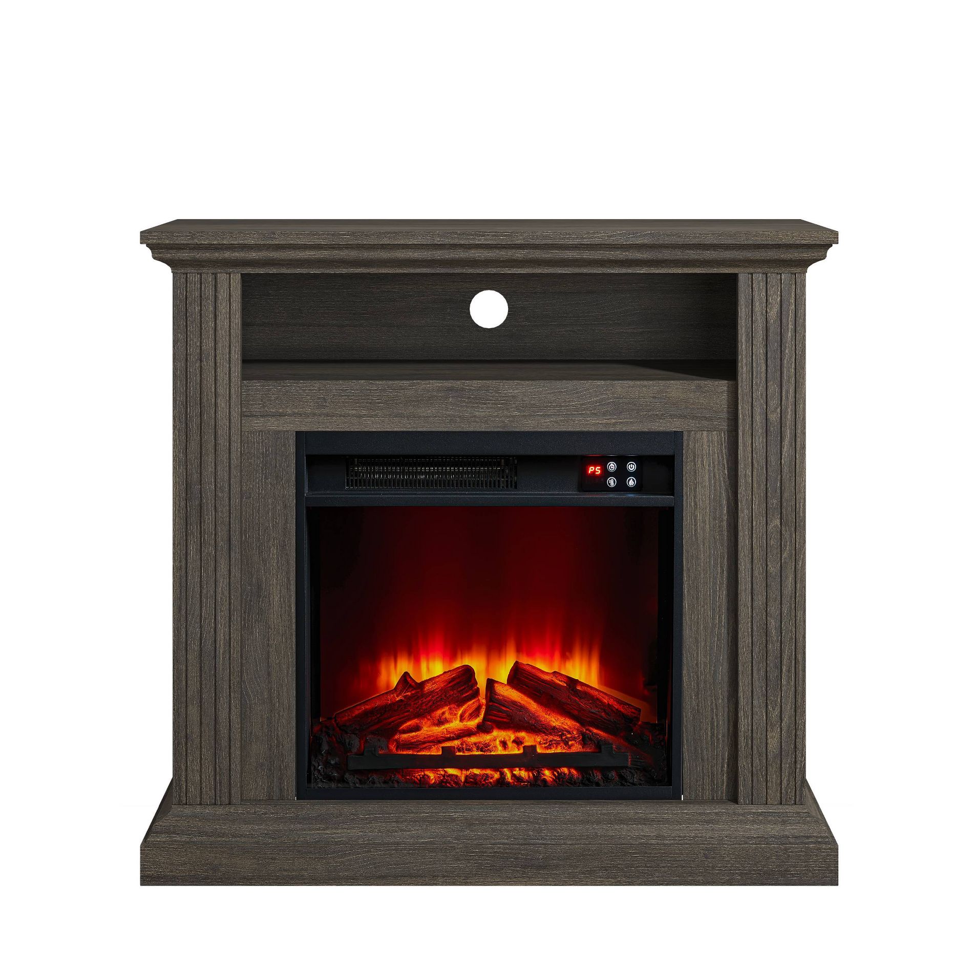 32" Vintage Freestanding Electric Fireplace Gray - Festivo: Faux, Heater, Remote Control