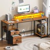 Itopfox Computer Desk with Power Outlet & LED Lights, Fabric File Cabinet & Drawer, Reversible Table with Shelves & Monitor Stand, Home Office - 2 of 4