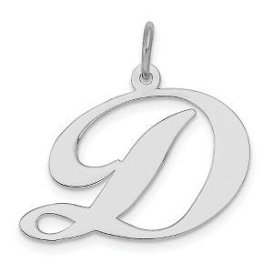Black Bow Jewelry Sterling Silver, Ella Collection, LG Fancy Script Initial D Pendant - 1 of 4