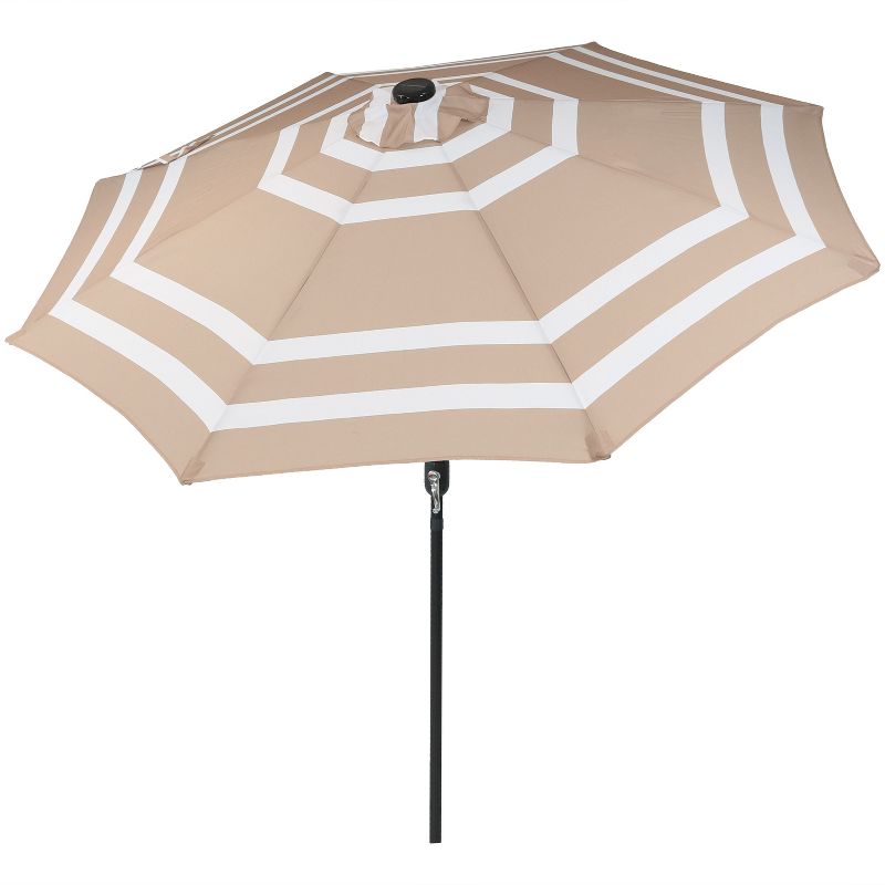 Sunnydaze Outdoor Aluminum Patio Umbrella with Solar LED Lights, Tilt, and Crank - 9', 1 of 13