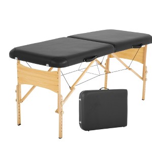 FDW PayLessHere Massage Table Massage Bed Spa Bed 73 Inch Height Adjustable 2 Fold Massage Table W/Carry Case Portable Salon Bed,Black - 1 of 4