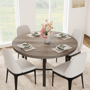 47" Round Dining Table, Industrial Dinner Table for 4 to 6, Wooden Kitchen Table （No Chairs） - 1 of 4
