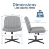 Sevobal Task And Office Chairs Cross-Legged Chair, No Wheels Armless Swivel Home Office Chair, Sponge Back Cushion, Gray, 25.5"*25.9"*35" - 3 of 4