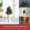 DOMETOUR 22.5in Christmas Tree 2-Pack Outdoor Pre-Lit Artificial Pine Cordless with 24 Warm White Lights and Stakes - 4 of 4