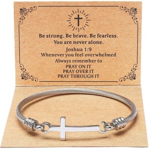 Christian Cross Bracelet Inspirational Bracelets For Women Stainless Steel Jewelry - 1 of 4
