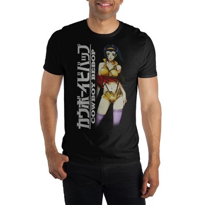 Cowboy Bebop Sexy Character Shirt, Faye Logo T-Shirt with Detailed Illustration, Stylish Profile Kanji Japanese