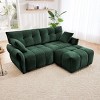 2-Seater Burnt Chenille Sofa with Tufted Backrest and Ottoman for Apartment or Dorm Living Room-Cuddlewood - 3 of 4