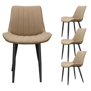 DSVIMOY Accent Chair Dining Chair Set with Metal Legs and Wave Pattern Upholstery for Restaurant, Khaki, 26.97"*20.87"*16.93" - 1 of 4