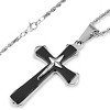 Men's West Coast Jewelry Two-Tone Stainless Steel Flared Triple Layer Cross Pendant - image 2 of 3