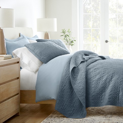 Stripes Floral And Diamonds Quilted Coverlet Set With Shams - Becky ...