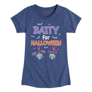 Girls' - Dr. Seuss - Batty For Halloween Thing 1 and Thing 2 Fitted Short Sleeve Graphic T-Shirt - 1 of 4