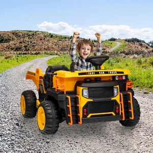 Heavy Duty 24V Ride on Dump Truck for Kids,Iron Frame Remote Controlled 2 Seater Electric Construction Vehicle - 1 of 4