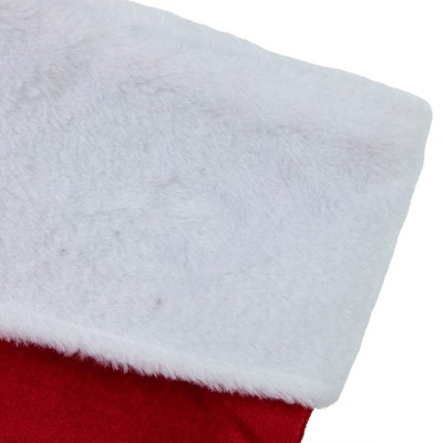 20" Red and White Embroidered Velour Christmas Stocking