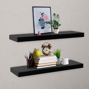 vidaXL Floating Wall Shelves 2 pcs Black 31.5"x7.9"x1.5" - 1 of 4