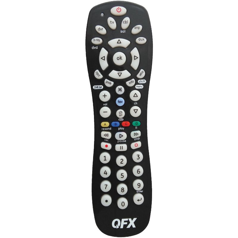 QFX® 6-Device Universal Remote with Glow-in-the-Dark Buttons, Black, 1 of 5