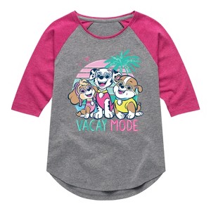Girls' - Paw Patrol - Vacay Mode Shirt Tail Raglan Graphic T-shirt - 1 of 4
