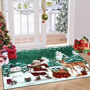Acekool Christmas Area Rug Machine Washable Xmas Santa Claus Rug - Ultra-Soft Faux Wool with Non-Slip Backing for Living Rooms Decor - 1 of 4