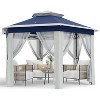 79.5 in Foldable Gazebo Tent - Outdoor Canopy with Mosquito Netting & Double-Layer Pop Up Design. Weather-Resistant Pergola Patio Furniture - 2 of 4